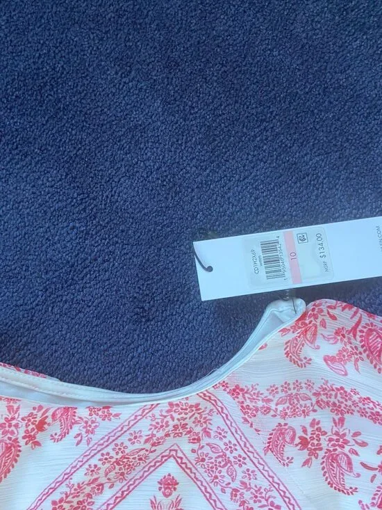 Calvin Klein Pink & White Floral Dress NWT | Sleeveless Ruffle Hem Fit & Flare - Picture 11 of 11